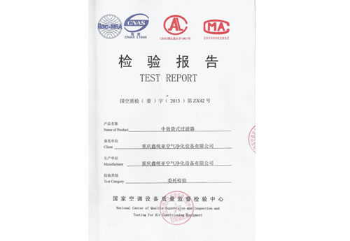 中效袋式過濾器(qì)檢驗報(bào)告